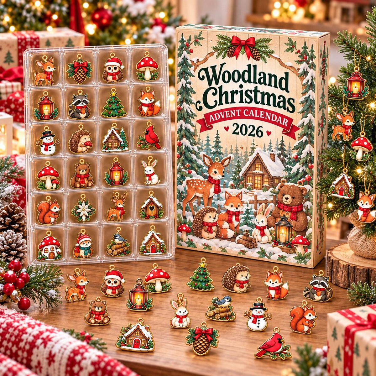 Woodland Christmas Advent Calendar 2026, Forest Animal Countdown, Christmas Decor, Woodland Holiday Gift, Nature Lover Ornament Set