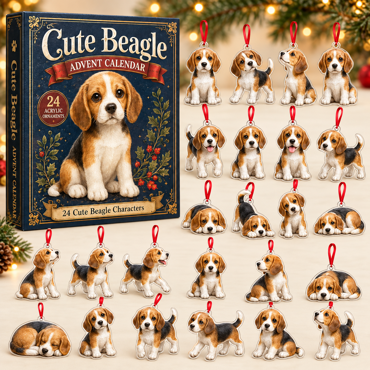 Cute Beagle Advent Calendar 2026 - 24-Day Festive Countdown, Acrylic Charms Blind Box - Gift For Dog Lovers