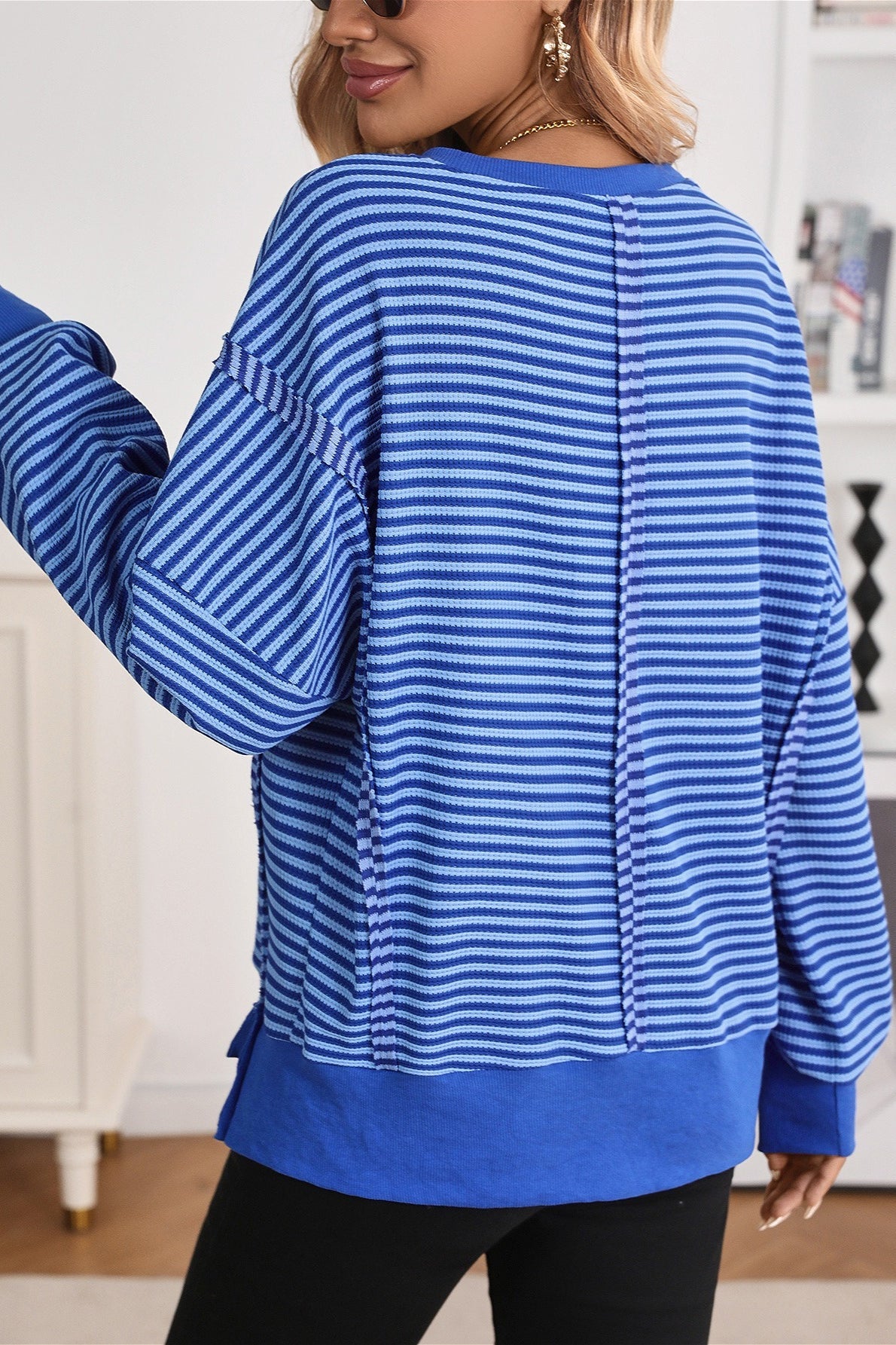 Colorblock Striped Oversized Sweatshirt