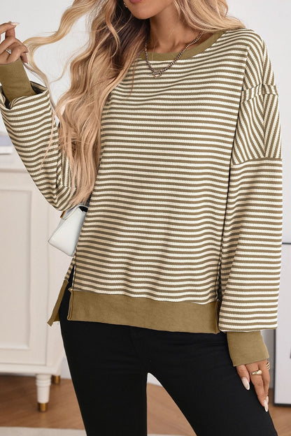 Colorblock Striped Oversized Sweatshirt
