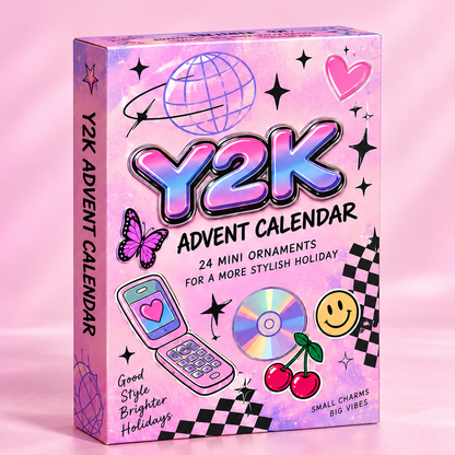 Y2K Advent Calendar 2026, 24 Mini Retro Ornaments - 2000s Fashion Charms, Cute Christmas Countdown Gift
