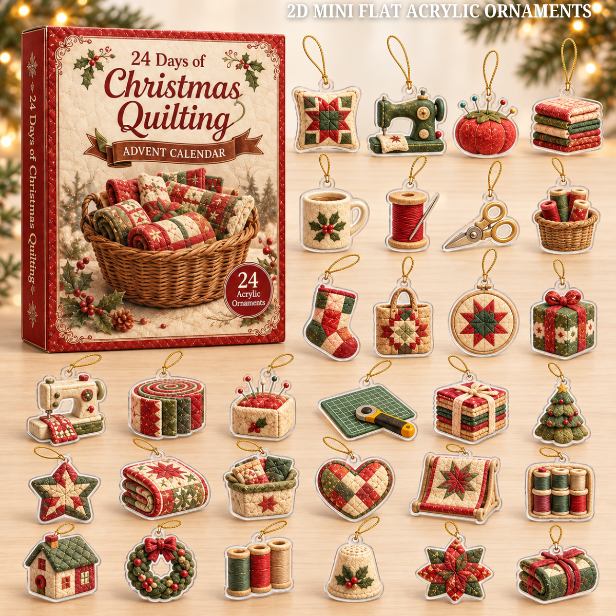 Christmas Quilting Advent Calendar 2026 - 24-Day Festive Countdown, Acrylic Charms Blind Box - Gift For Quilting Collectors