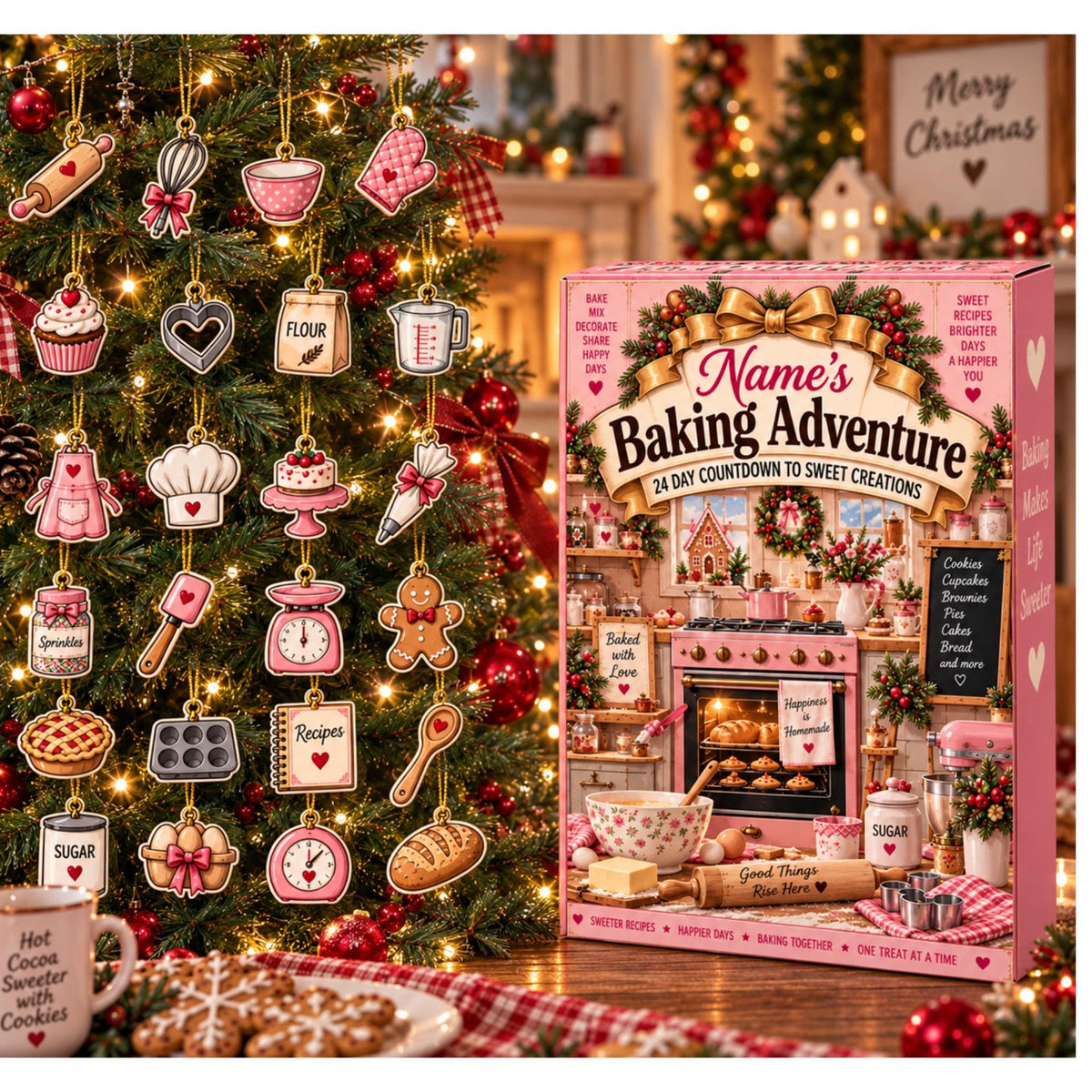 Personalized Baking Advent Calendar Custom Name 24 Day Countdown Box Ornament Baker Pastry Chef Xmas Decor Gift 2026