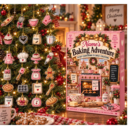 Personalized Baking Advent Calendar Custom Name 24 Day Countdown Box Ornament Baker Pastry Chef Xmas Decor Gift 2026