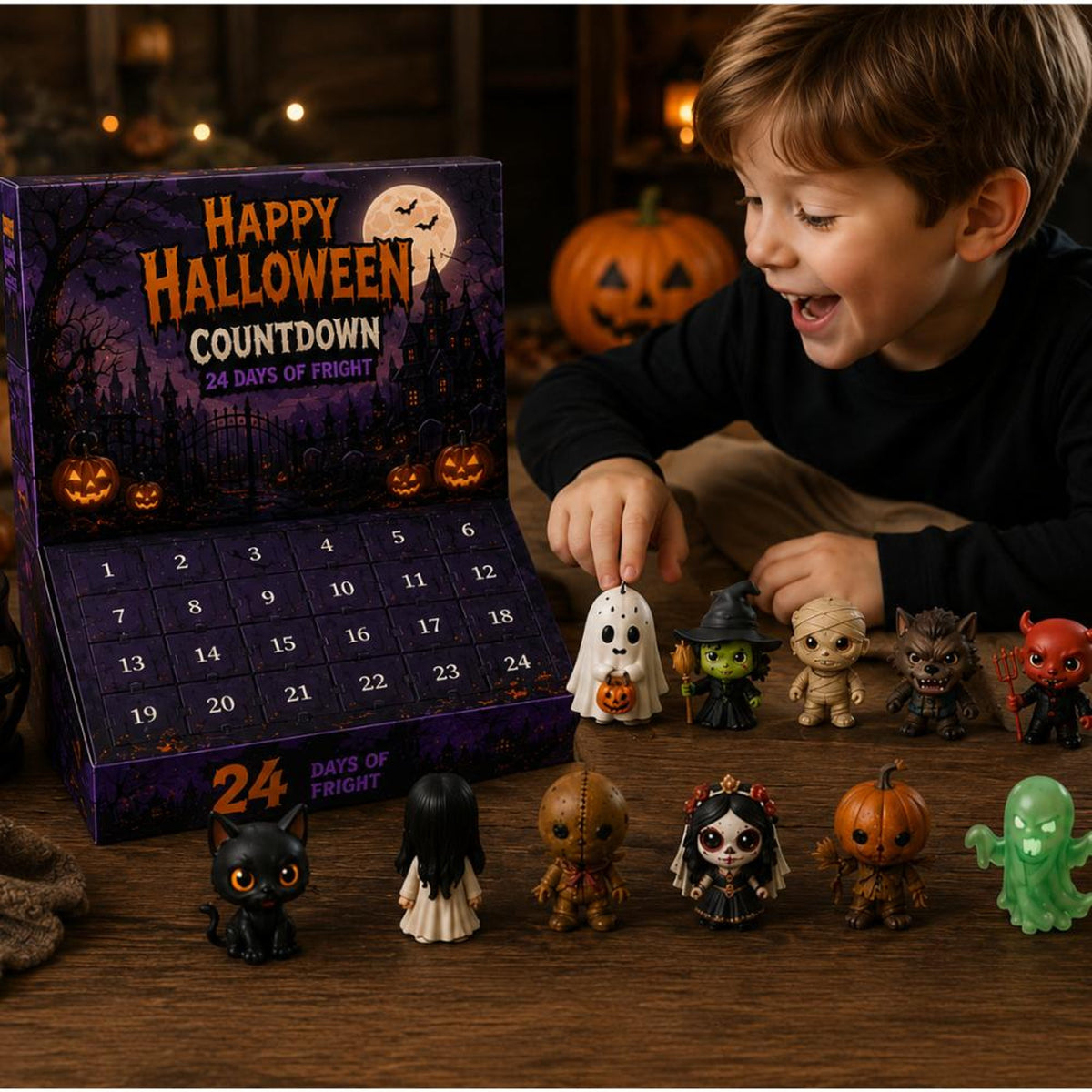 Halloween Advent Calendar 2026, 24 Day Blind Box, Mystery Box, Resin Figurines, Halloween Countdown Box, Spooky Collectibles, Halloween Gift