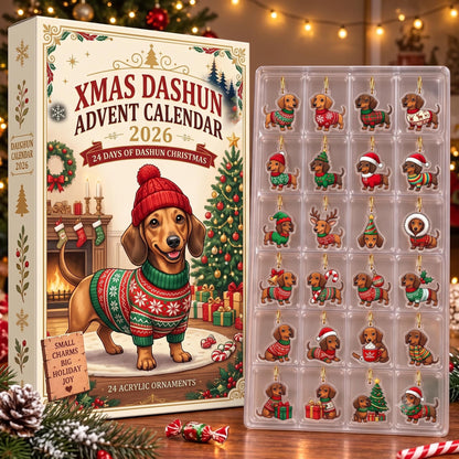 Dachshund Advent Calendar 2026, 24 Days Doxie Christmas Countdown Box, Hanging Weiner Dog Tree Ornaments Gift for Dog Mom