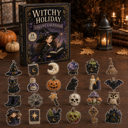 Witchy Magic Advent Calendar 2026 - 24-Day Festive Countdown, Acrylic Charms Blind Box - Gift For Halloween Lovers