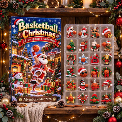 Basketball Advent Calendar 2026, 24 Piece Basketball Ornament Set, Blind Box Advent Calendar, Christmas Countdown Gift for Home Decor
