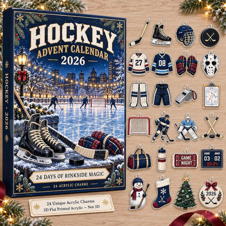Personalized Hockey Advent Calendar, Custom Player Name Number, Christmas Countdown, Hockey Fan Keepsake, Sports Holiday Decor, Gift 2026