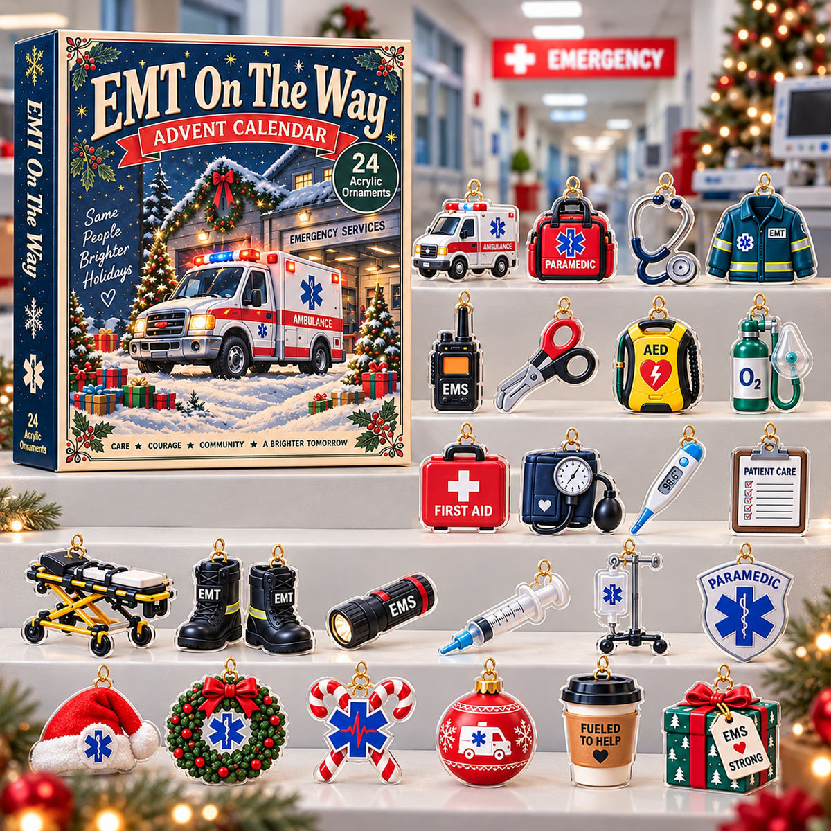 24 Days of  Emt On The Way - 2026 Advent Calendar Blind Box of 24 Ornament
