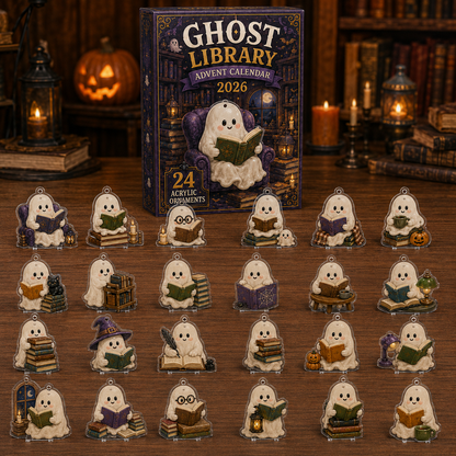 Ghost Library Advent Calendar 2026 - 24-Day Festive Countdown, Acrylic Charms Blind Box - Gift For Family & Friends