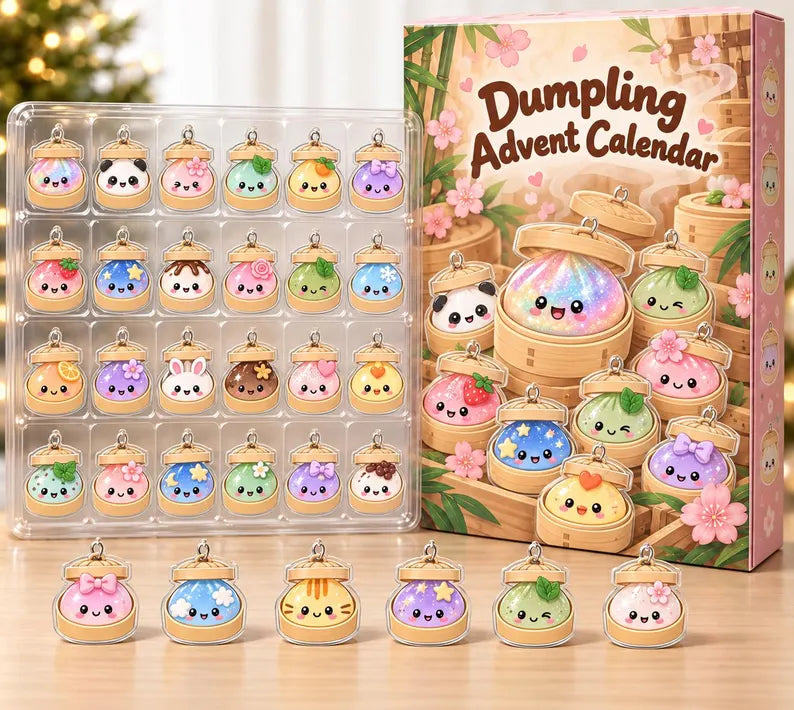 Dumpling Advent Calendar, Christmas Countdown Set, Mini Dumpling Charm Collection