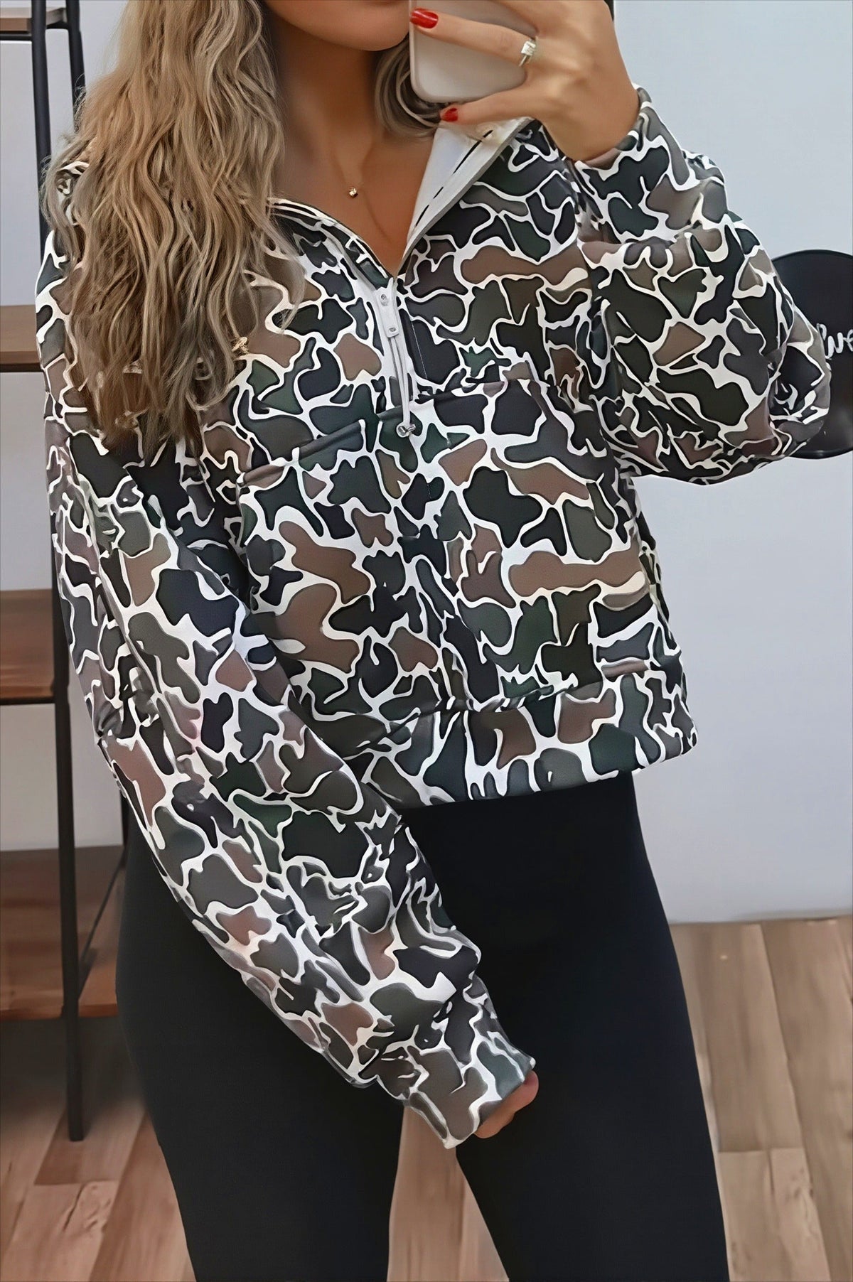Camouflage Print Zip Hoodie