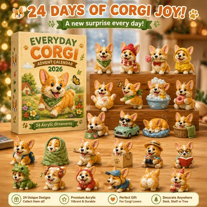 Everyday Corgi Advent Calendar 2026 - 24-Day Festive Countdown, Blind Box - Gift For Corgi Lovers