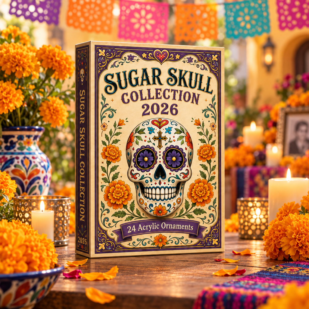 Sugar Skull Collection Advent Calendar 2026 - 24-Day Festive Countdown, Acrylic Charms Blind Box - Gift For Family & Friends
