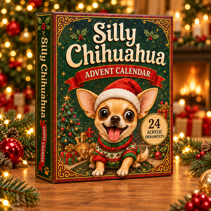 Silly Chihuahua Advent Calendar 2026 - 24-Day Festive Countdown, Acrylic Charms Blind Box - Gift For Chihuahua Lovers