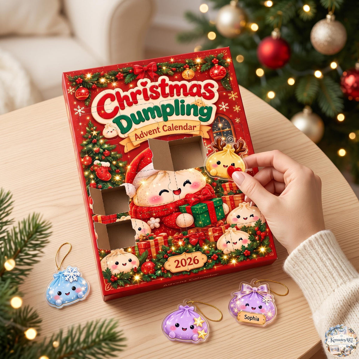 Dumpling Squishy Advent Calendar 2026 | 24 Day Christmas Countdown with Personalized 2D Ornament