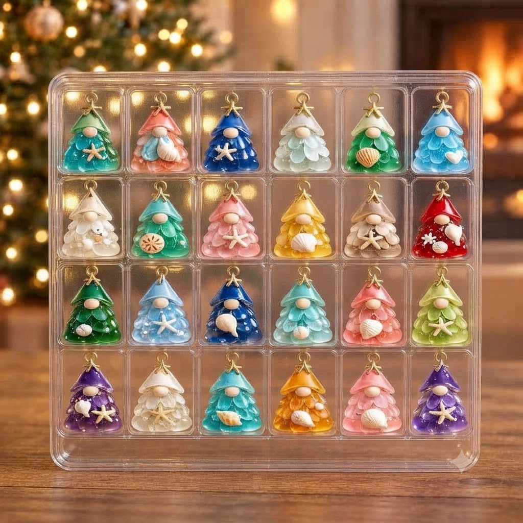 Sea Glass Gnome Christmas Tree Advent Calendar 2026, 24-Day Christmas Countdown