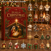 Nativity Advent Calendar, 24-Day Christian Christmas Countdown with Acrylic or Wood Charms