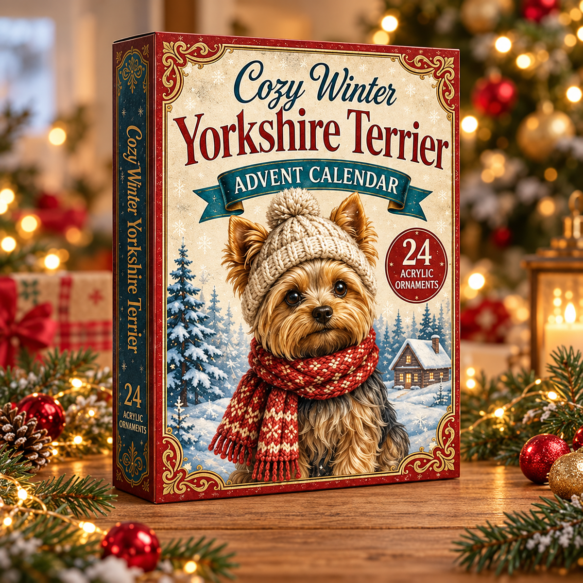 Cozy Winter Yorkshire Terrier Advent Calendar 2026 - 24-Day Festive Countdown, Acrylic Charms Blind Box - Gift For Yorkshire Terrier Lovers