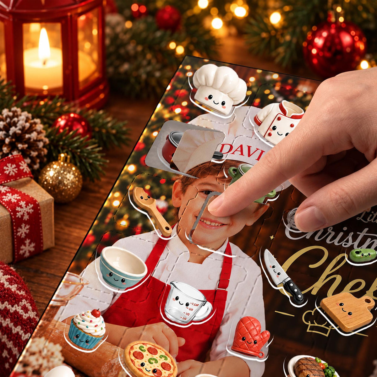Personalized Christmas Chef Advent Calendar: 24-Day Blind Box Charms, Custom Name