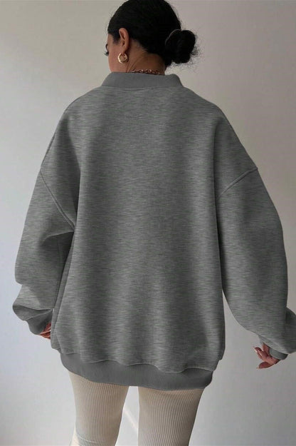 Solid Oversized V Neck Sweatshirt