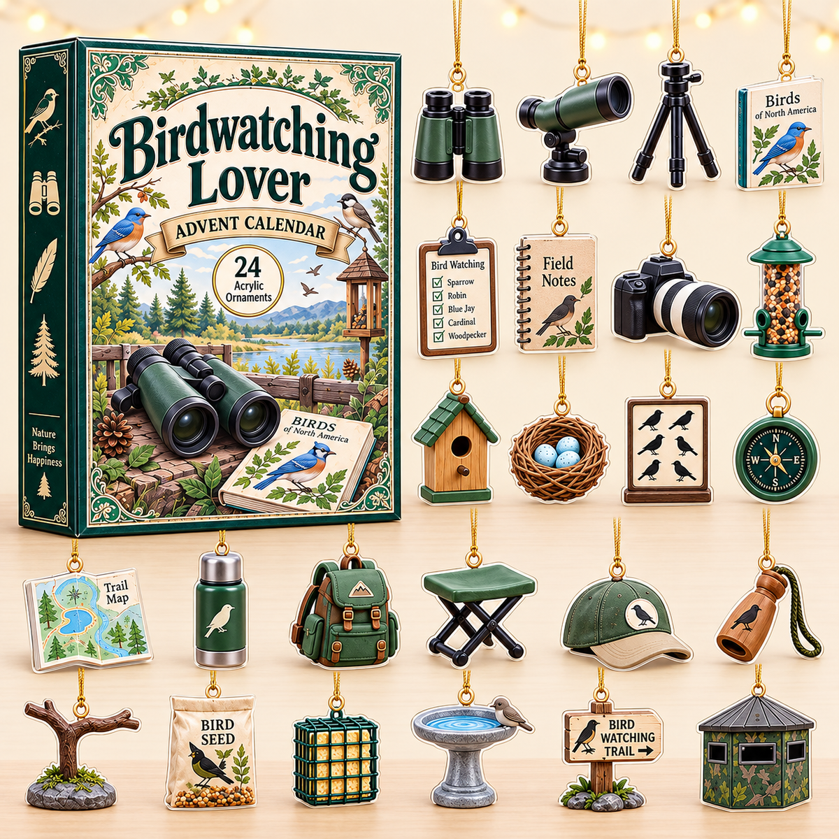 Birdwatching Lover Advent Calendar 2026 - 24-Day Festive Countdown, Acrylic Charms Blind Box - Gift For Outdoor Hobby Lovers