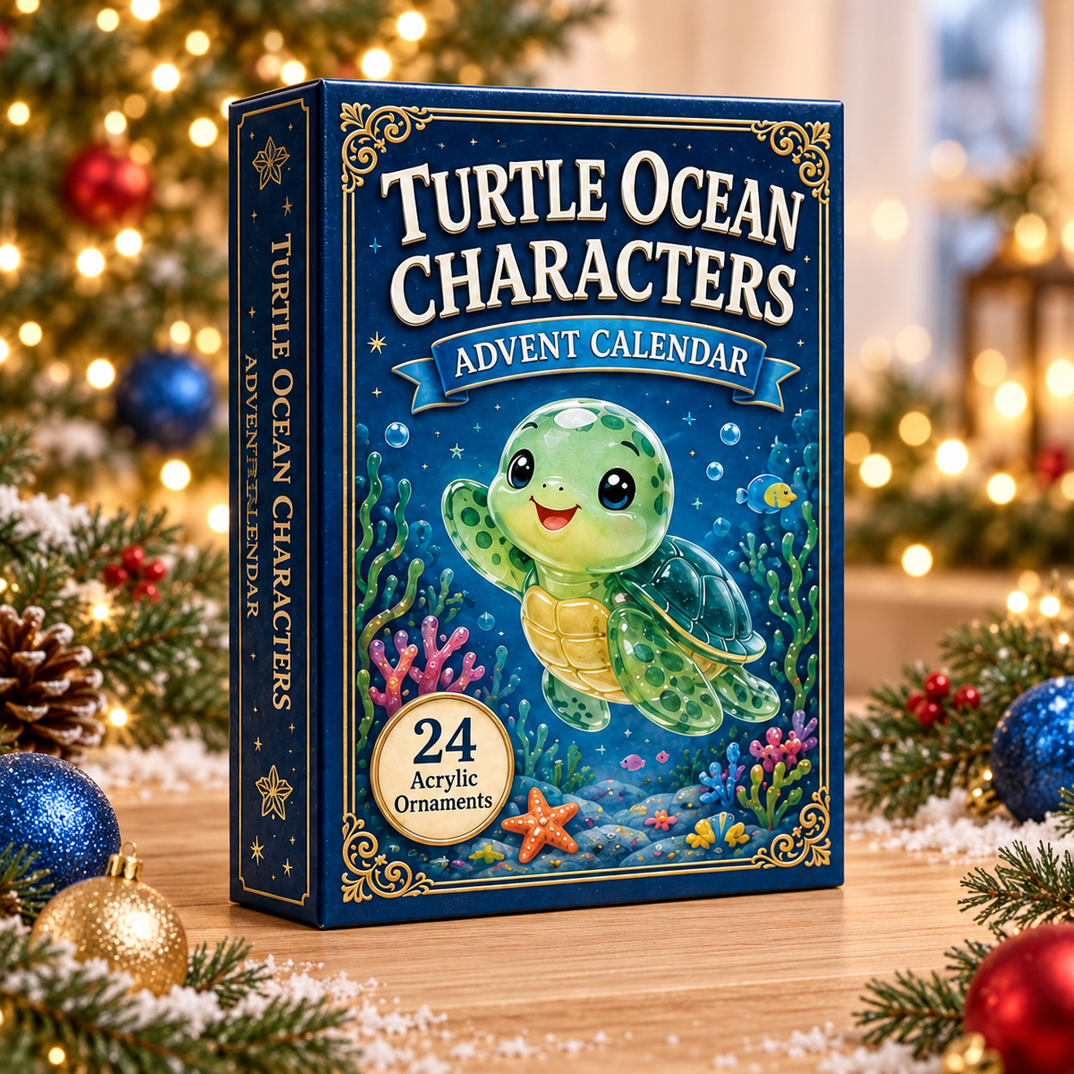 Turtle Ocean Characters Advent Calendar 2026 - 24-Day Festive Countdown, Acrylic Charms Blind Box - Gift For Animal Lovers