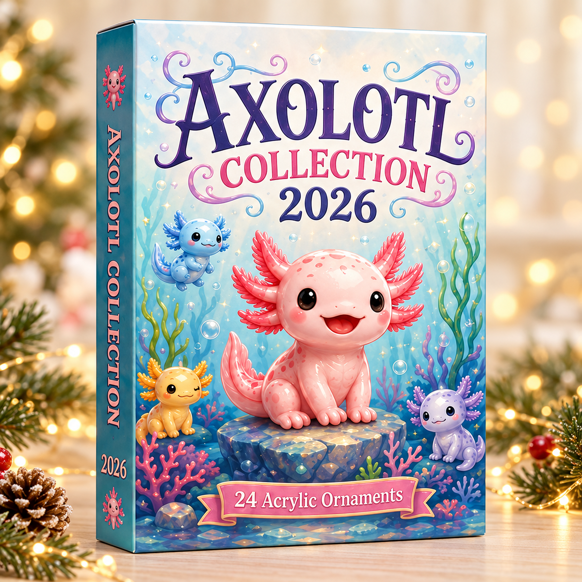Axolotl Collection Advent Calendar 2026 - 24-Day Festive Countdown, Acrylic Charms Blind Box - Gift For Axolotl Lovers