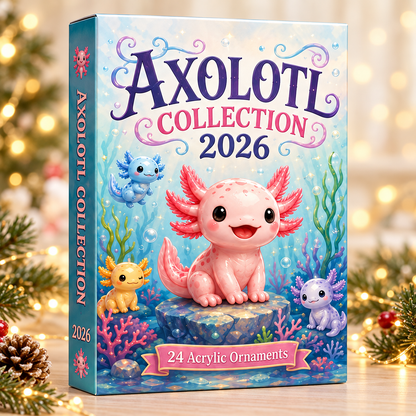 Axolotl Collection Advent Calendar 2026 - 24-Day Festive Countdown, Acrylic Charms Blind Box - Gift For Axolotl Lovers