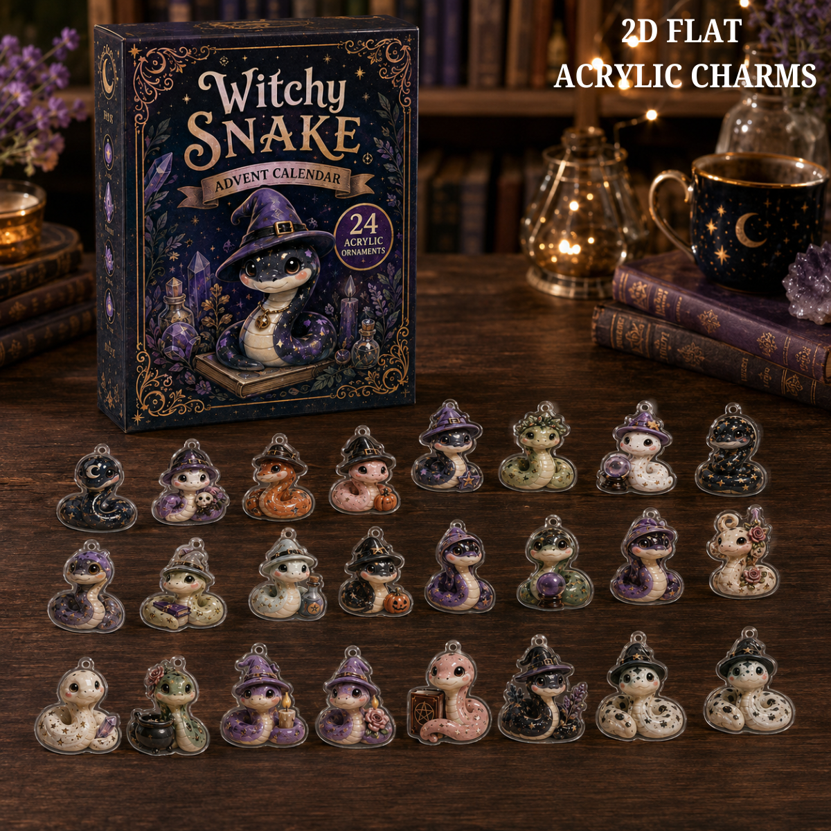 Witchy Snake Advent Calendar 2026 - 24-Day Festive Countdown, Acrylic Charms Blind Box - Gift For Snake Lovers