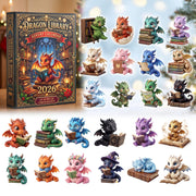 Dragon Dragon Library Advent Calendar 2026, 24 2D Dragon Charms Blind Box, Dragon Lovers Gift, 24 Day Reading Countdown For Book Lover