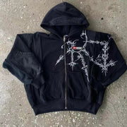 Y2K Street Style Zip Up Hoodie