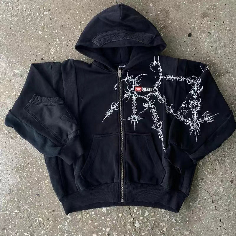 Y2K Street Style Zip Up Hoodie