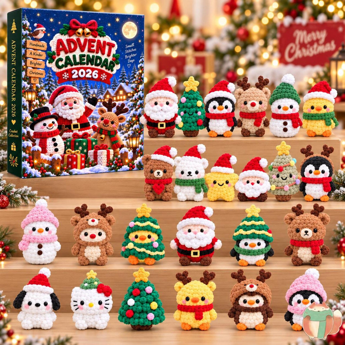 Handmade Crochet Christmas Advent Calendar 2026, 24 Mini Crochet Dolls Countdown Box, Personalized Holiday Decor Gift