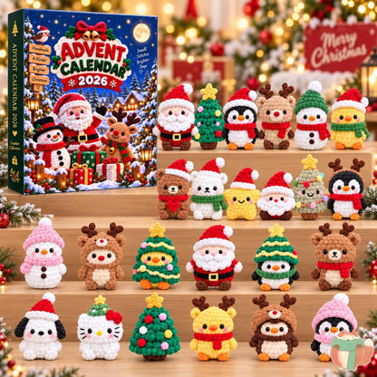 Handmade Crochet Christmas Advent Calendar 2026, 24 Mini Crochet Dolls Countdown Box, Personalized Holiday Decor Gift