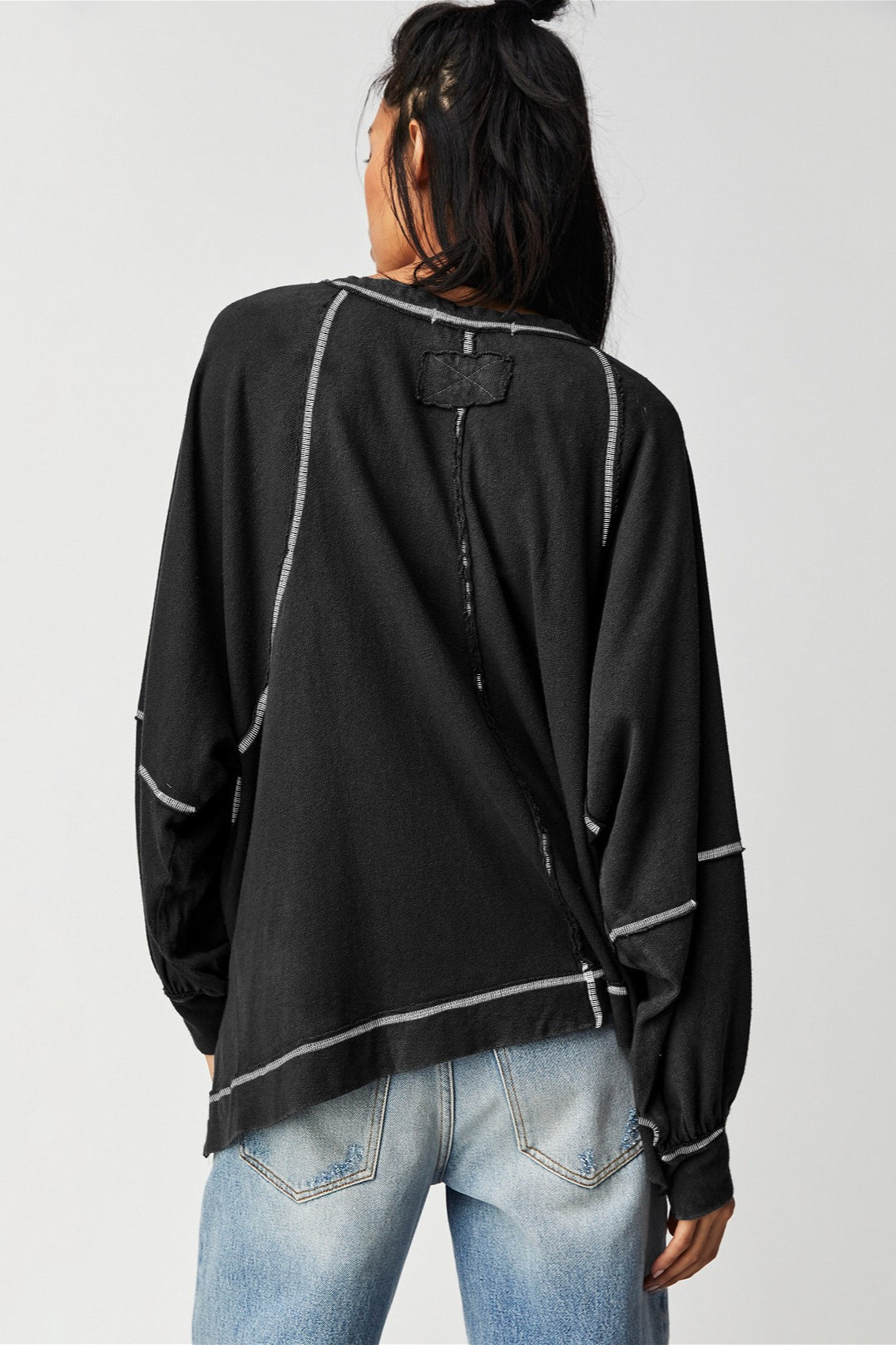 Contrast Stitch V Neck Sweatshirt