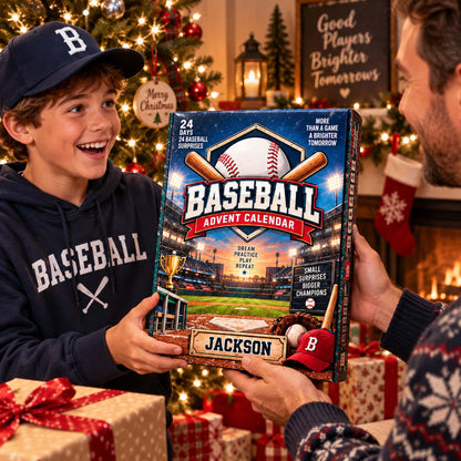 Personalized Baseball Advent Calendar 2026, Custom Baseball Blind Box, 24 Day Christmas Countdown with Baseball Tokens, Xmas Countdown Gifts