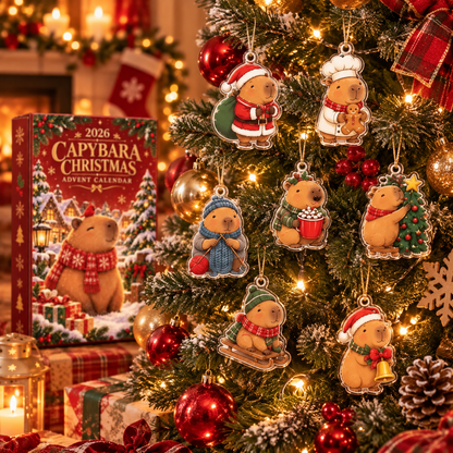 2026 Capybara Christmas Advent Calendar, 24 Acrylic Ornaments, Holiday Countdown Gift