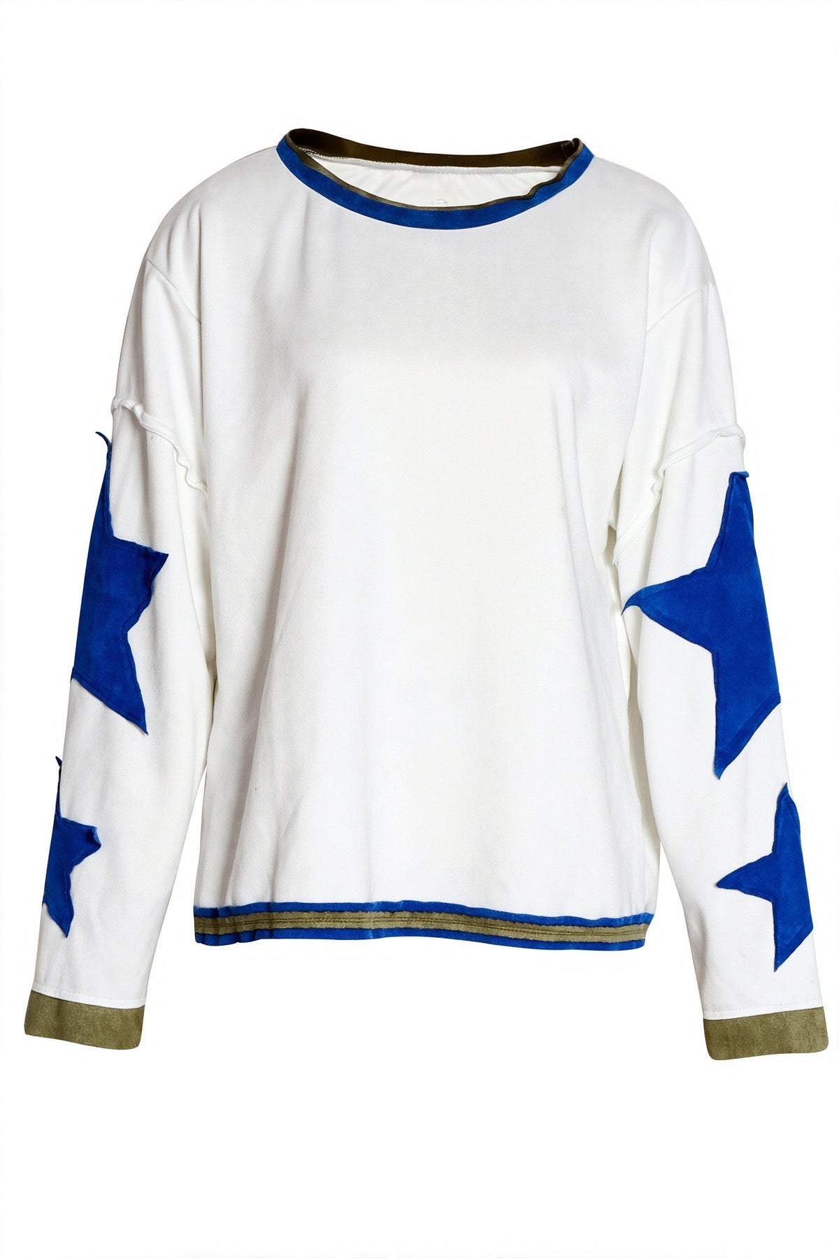 Star Sleeve Applique Crewneck Sweatshirt