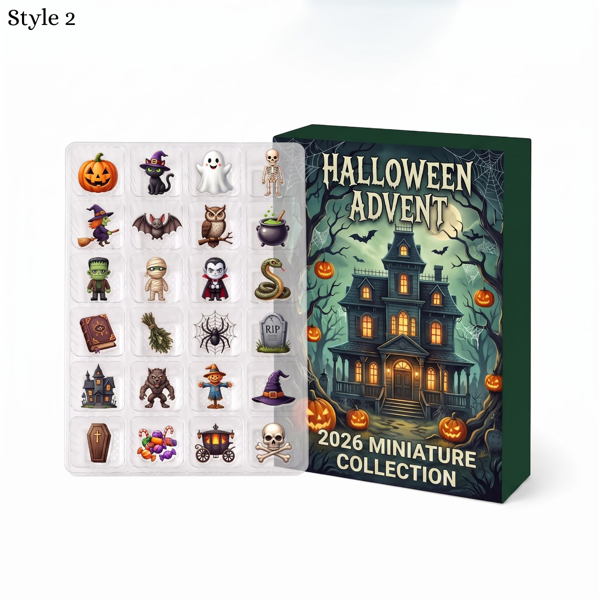 Halloween Advent Calendar 2026, 24-Day Blind Box with Spooky Charms Ornaments, Ghoulish Countdown Surprise Toys for Kids and Adults