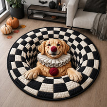 3D Clown Dog Optical Illusion Round Area Rug