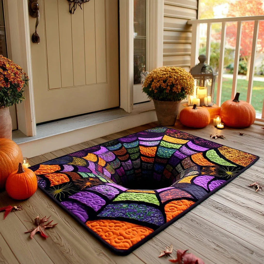 3D Colorful Web Optical Illusion Halloween Gate Doormat