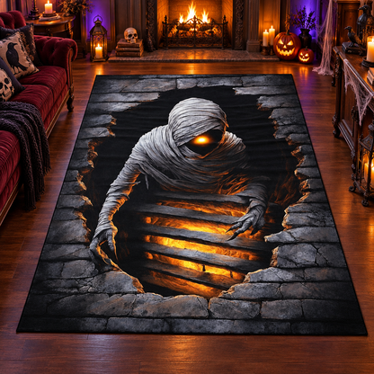 3D Creepy Mummy Floor Halloween Area Rug