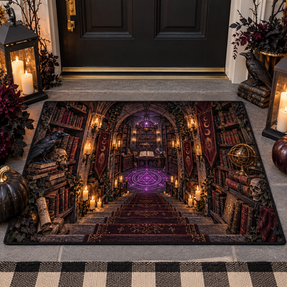 3D Gothic Library Magical Spellbook Halloween Gate Doormat Welcome Mat