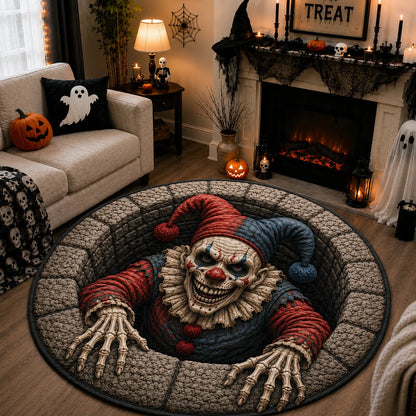 3D Killer Clown Optical Illusion Halloween Area Rug