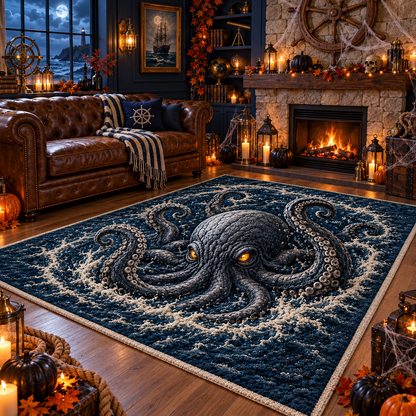 3D Kraken Sea Monster Halloween Area Rug