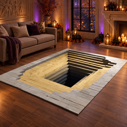 3D Optical Illusion Pit Halloween Area Rug