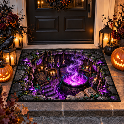 3D Optical Illusion Witch Cauldron Halloween Gate Doormat
