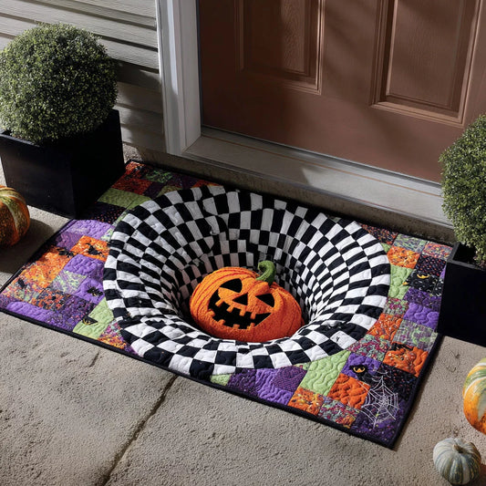 3D Pumpkin Hole Quilted Halloween Gate Doormat